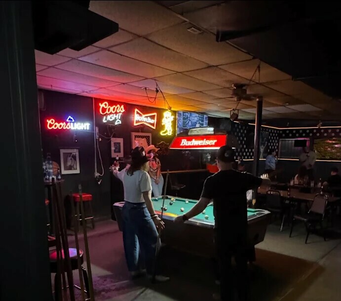 Playing pool at The Goat